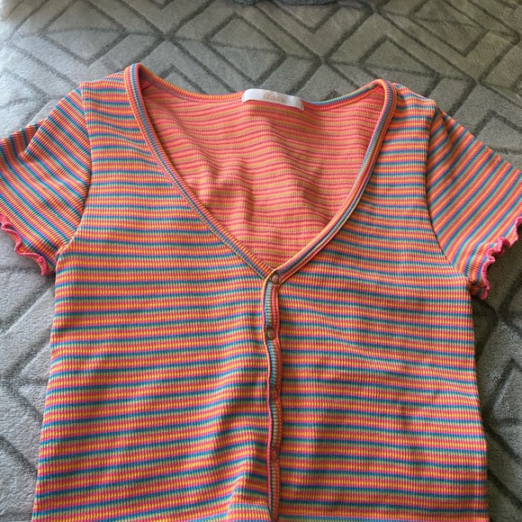 Multicolored striped crop top - Picture 3 of 7
